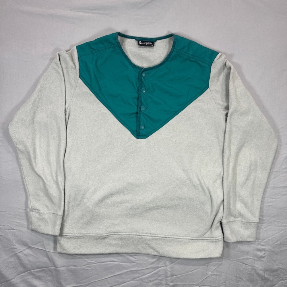 Cotopaxi‎ Fleece Pullover Colorblock Snap Neck Teal White Men's Large Gorpcore
